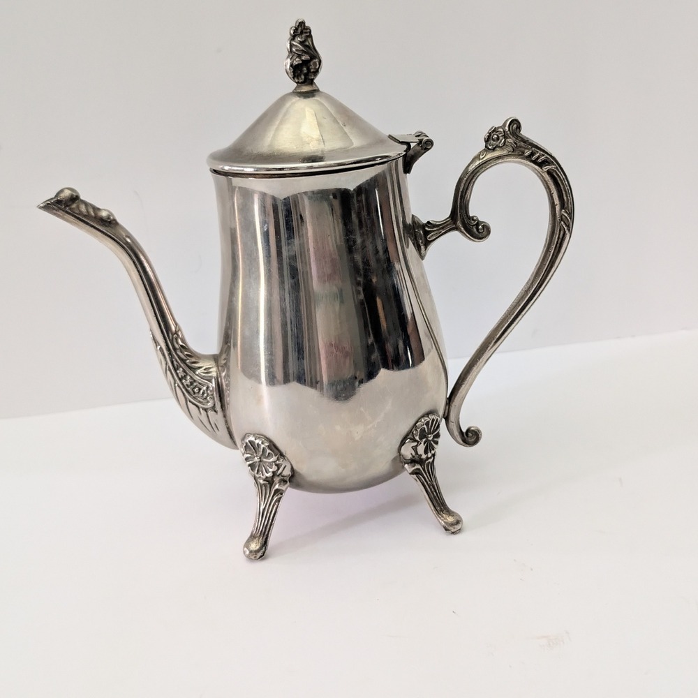 Vintage Silver Plated Footed Coffee Tea  Pot Ornate Victorian Style Great